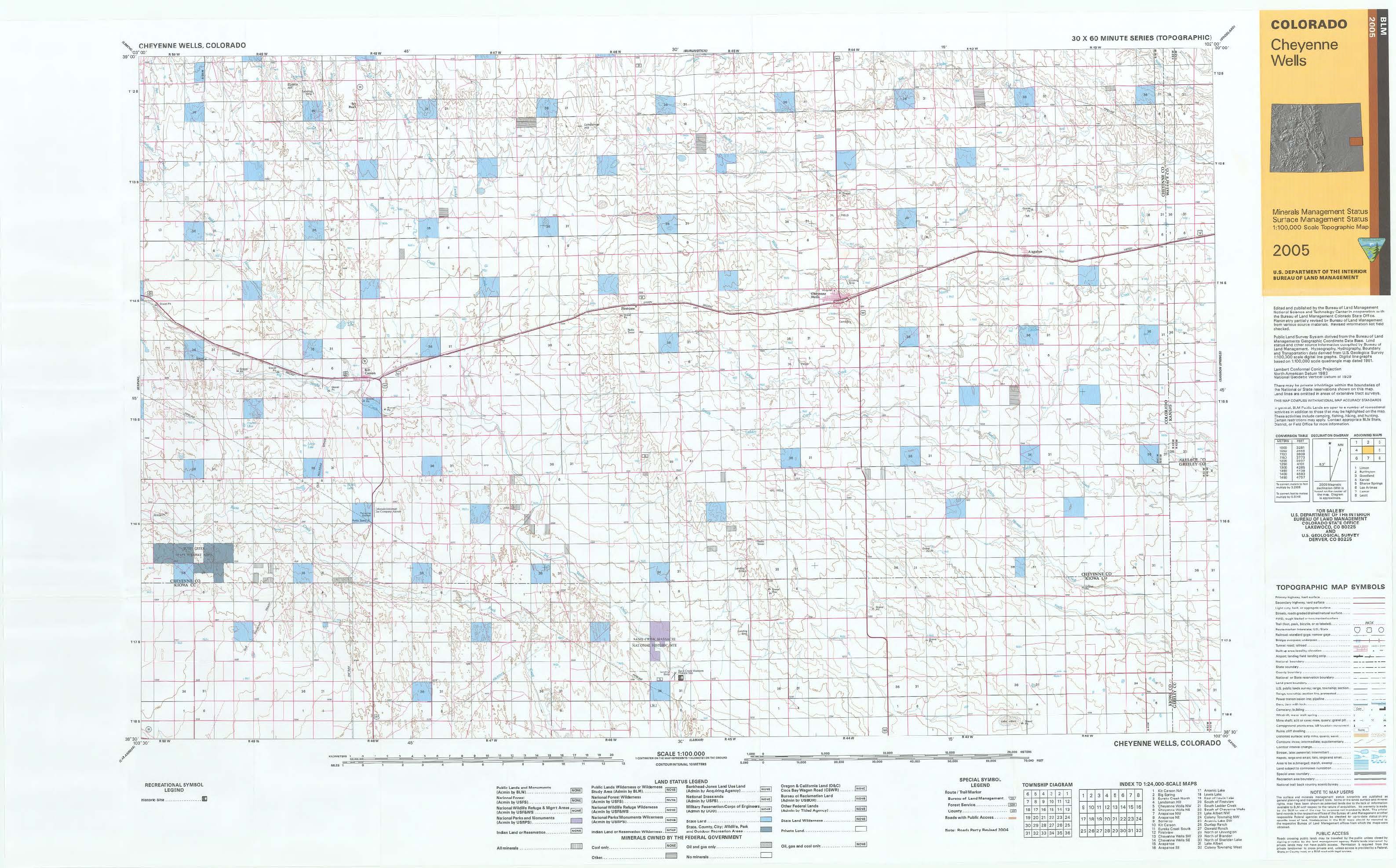 CO Surface Management Status Cheyenne Wells Map Bureau of Land Management